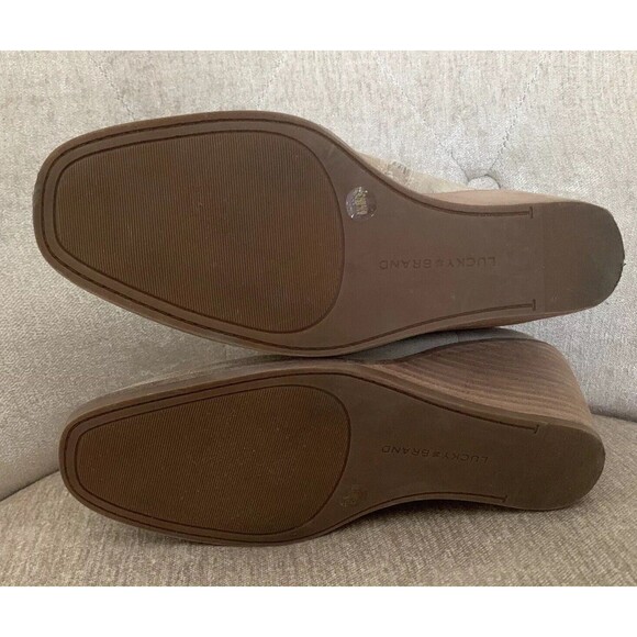 Lucky Brand Ehllen Ivory Distressed Leather Boots Booties Size 6.5 Stacked Heel - Picture 8 of 8